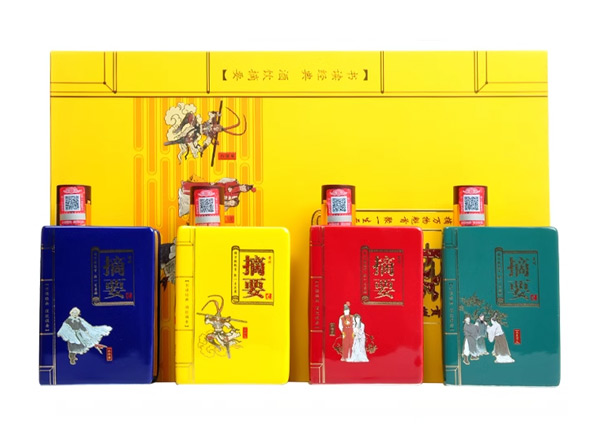 牡丹江摘要酒回收摘要四大名著礼盒装53度200ml*4瓶贵州金沙回沙酒